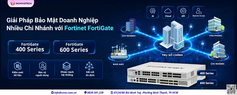 alt="Giải pháp bảo mật doanh nghiệp nhiều chi nhánh với Fortinet FortiGate 400 Series và 600 Series"